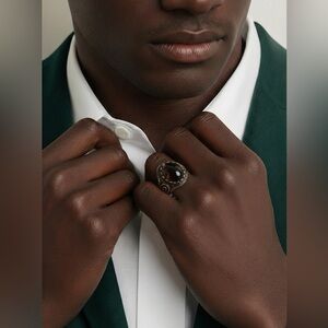 Vintage Copper and Black Stone Ring